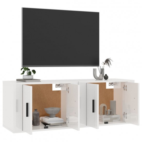 Meubles TV muraux 2 pcs blanc brillant 57x34,5x40 cm