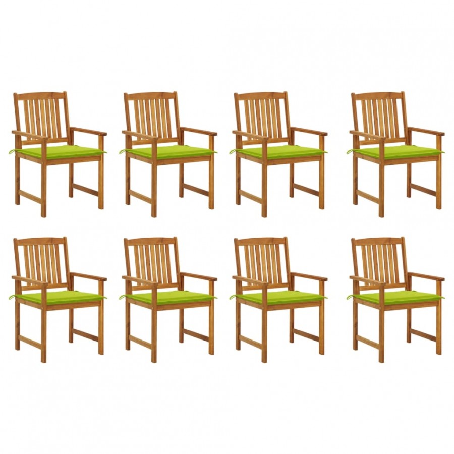 Chaises de jardin avec coussins 8 pcs Bois d'acacia solide