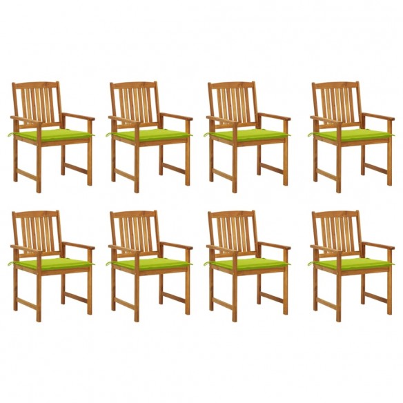 Chaises de jardin avec coussins 8 pcs Bois d'acacia solide