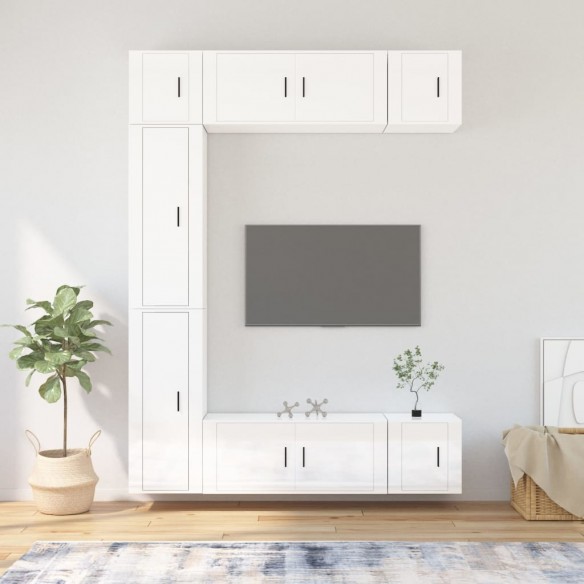 Ensemble de meubles TV 7 pcs Blanc brillant Bois d'ingénierie