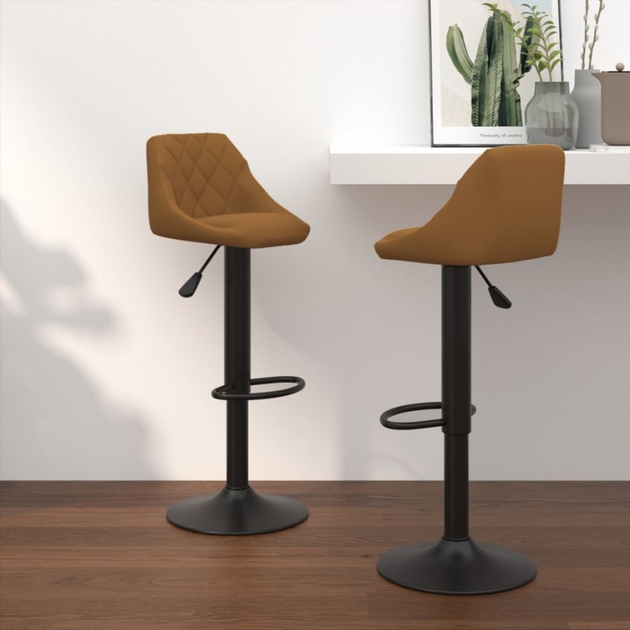 Tabourets de bar lot de 2 marron velours