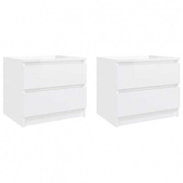 Tables de chevet 2 pcs Blanc brillant 50x39x43,5 cm Aggloméré