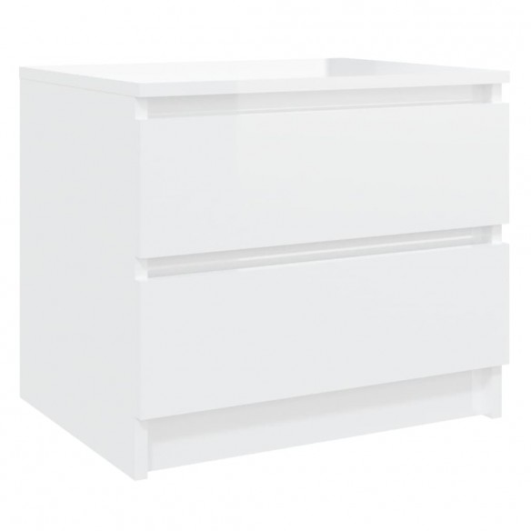 Tables de chevet 2 pcs Blanc brillant 50x39x43,5 cm Aggloméré