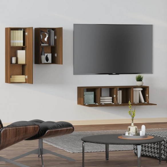 Ensemble de meubles TV 4 pcs Chêne marron Bois d'ingénierie