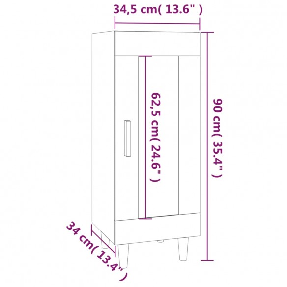 Buffet Blanc brillant 34,5x34x90 cm Bois d'ingénierie