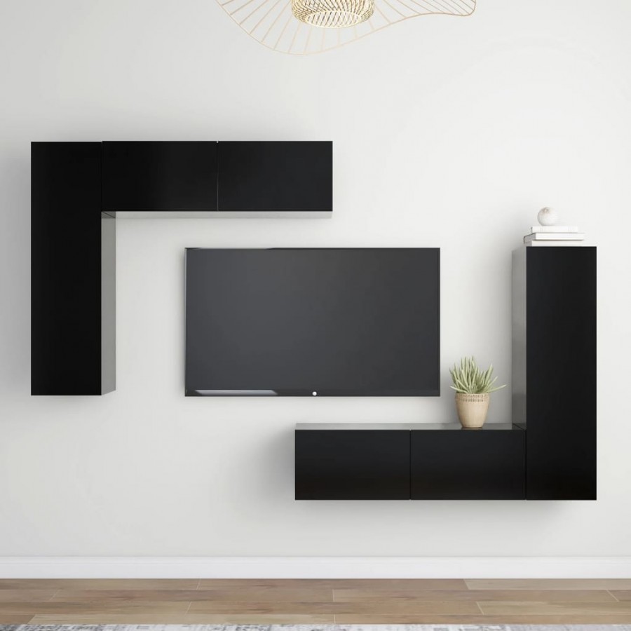 Ensemble de meubles TV 4 pcs Noir Aggloméré