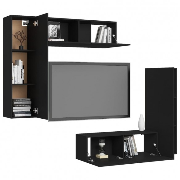 Ensemble de meubles TV 4 pcs Noir Aggloméré