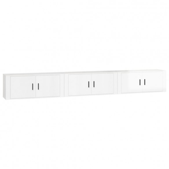 Meubles TV muraux 3 pcs blanc brillant 100x34,5x40 cm