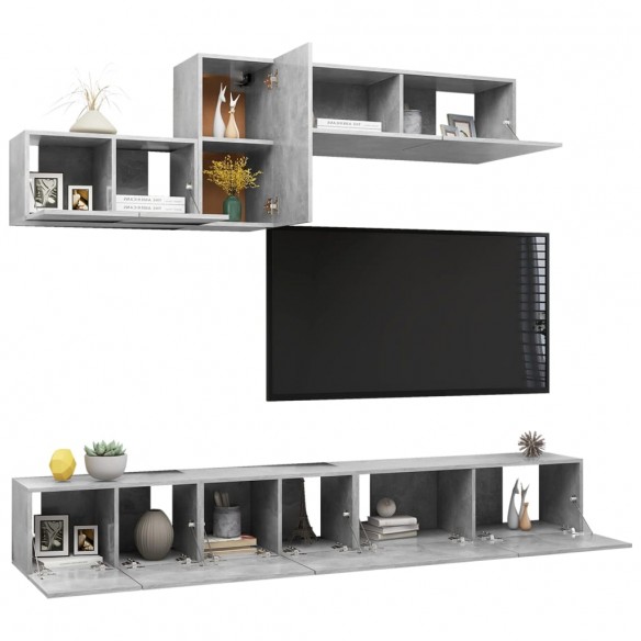 Ensemble de meuble TV 6 pcs Gris béton Aggloméré