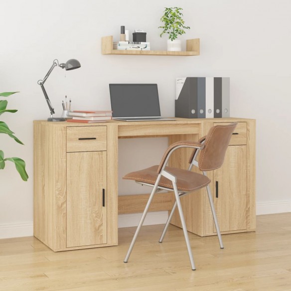 Bureau avec armoire chêne sonoma bois d'ingénierie