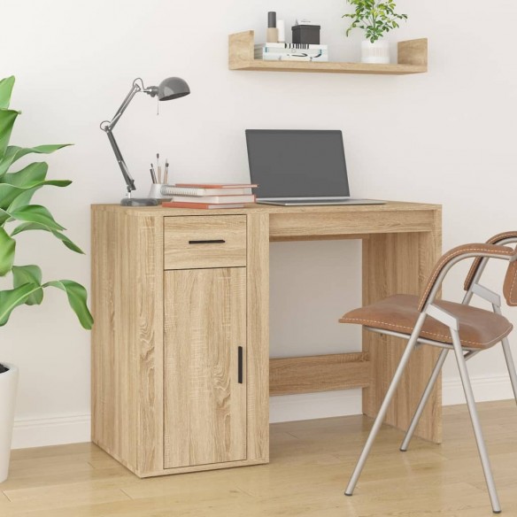 Bureau avec armoire chêne sonoma bois d'ingénierie