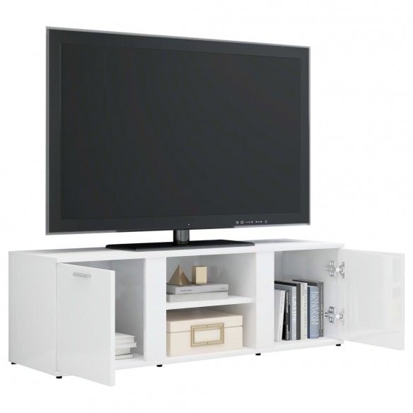 Meuble TV Blanc brillant 120x34x37 cm Aggloméré