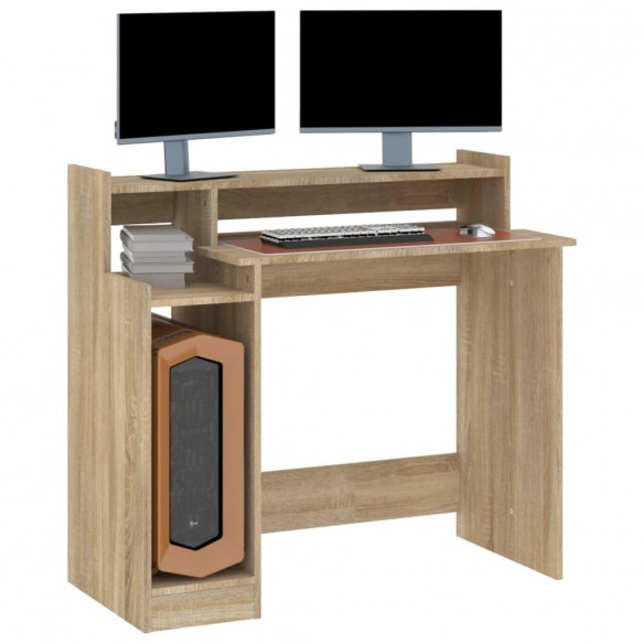 Bureau avec lumières LED Chêne 97x45x90 cm Bois d'ingénierie