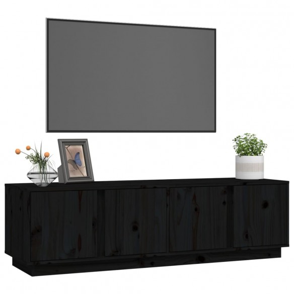 Meuble TV Noir 140x40x40 cm Bois de pin massif