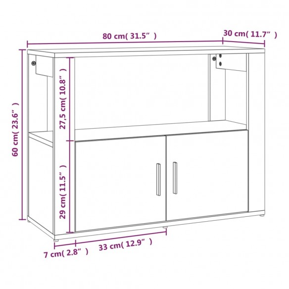 Buffet Blanc 80x30x60 cm Bois d'ingénierie