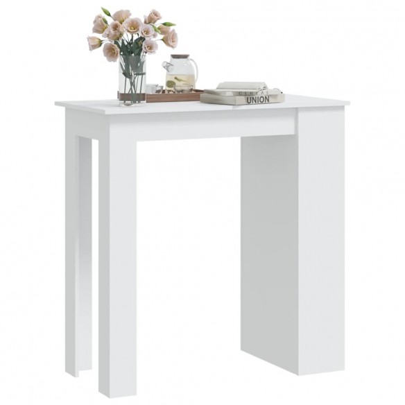 Table de bar avec rangement Blanc 102x50x103,5 cm Aggloméré