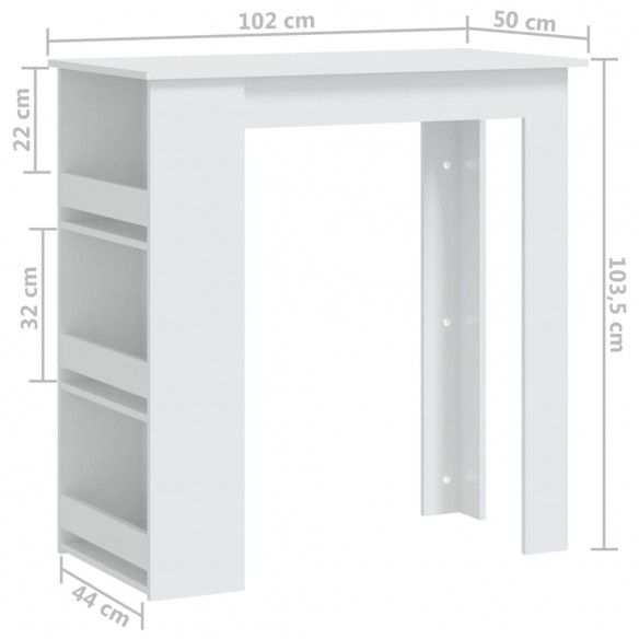 Table de bar avec rangement Blanc 102x50x103,5 cm Aggloméré