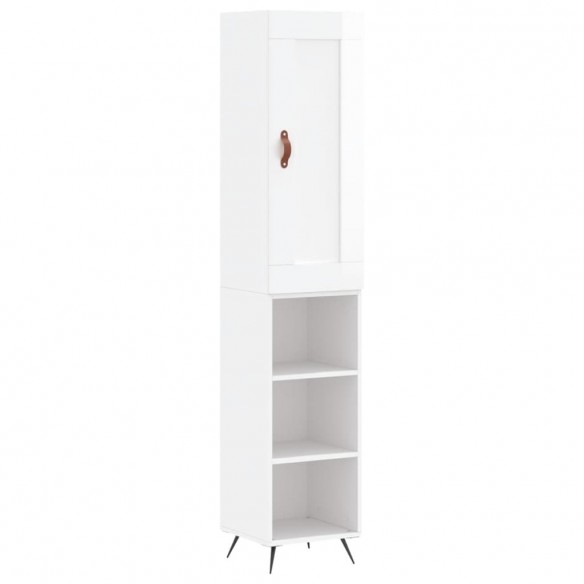 Buffet haut Blanc brillant 34,5x34x180 cm Bois d'ingénierie