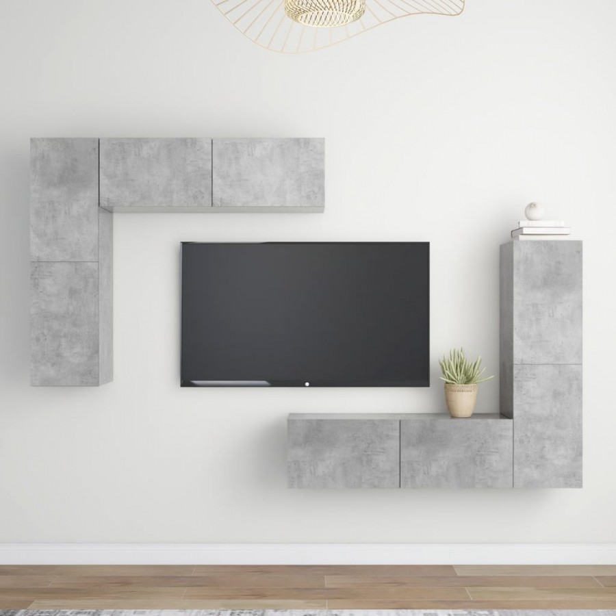 Ensemble de meubles TV 4 pcs Gris béton Aggloméré