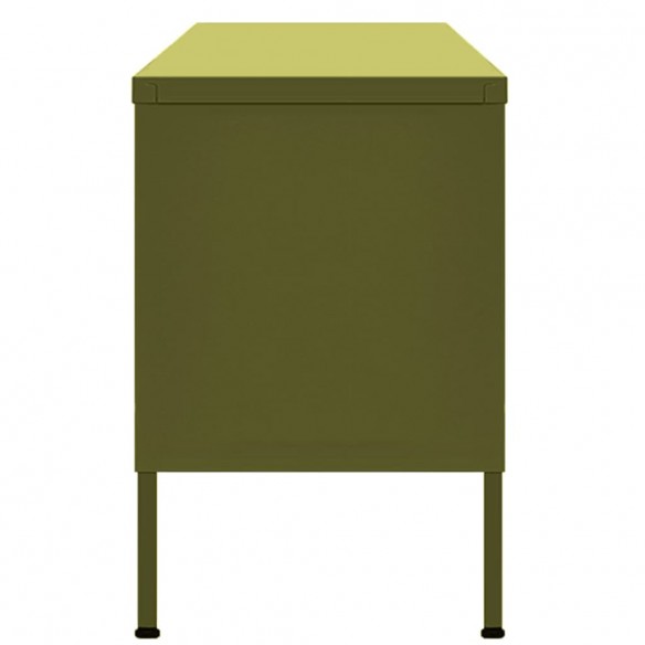 Meuble TV Vert olive 105x35x50 cm Acier