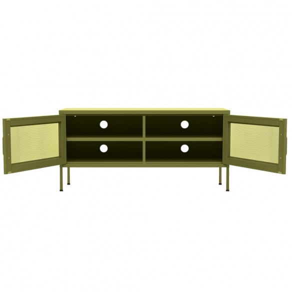 Meuble TV Vert olive 105x35x50 cm Acier