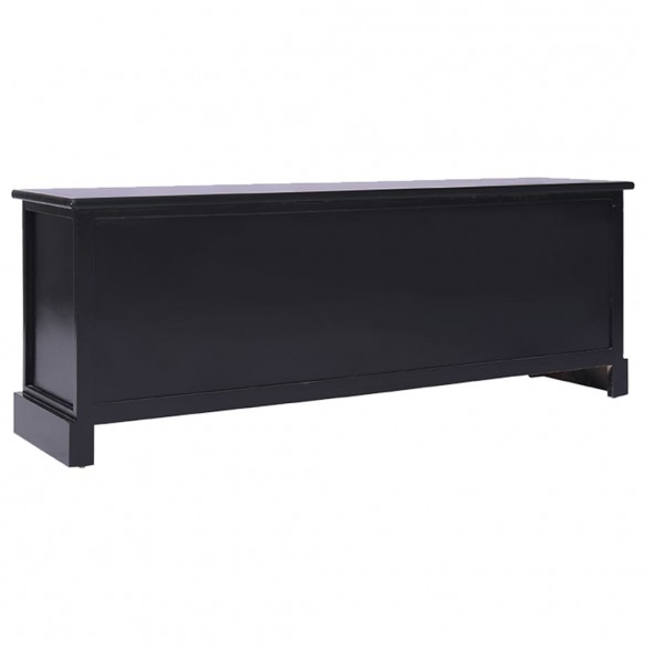 Meuble TV Noir 108x30x40 cm Bois de Paulownia solide