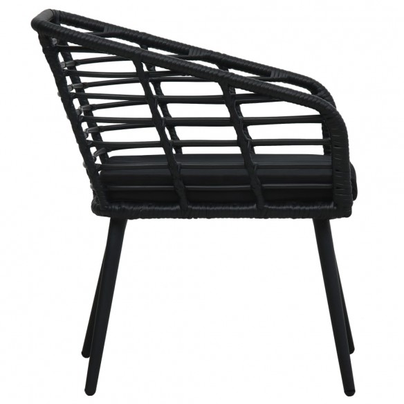 Chaises de jardin 2 pcs avec coussins Résine tressée Noir