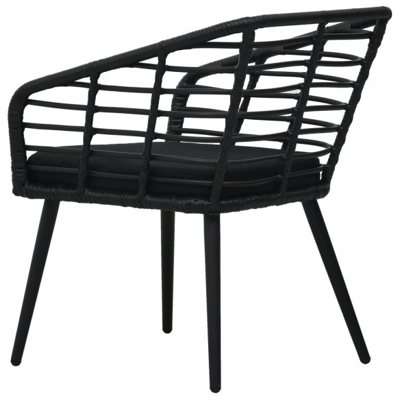 Chaises de jardin 2 pcs avec coussins Résine tressée Noir