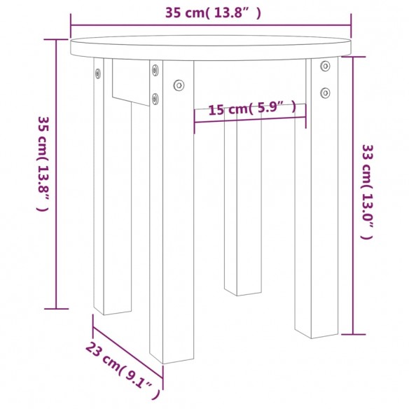 Table basse Blanc Ø 35x35 cm Bois massif de pin