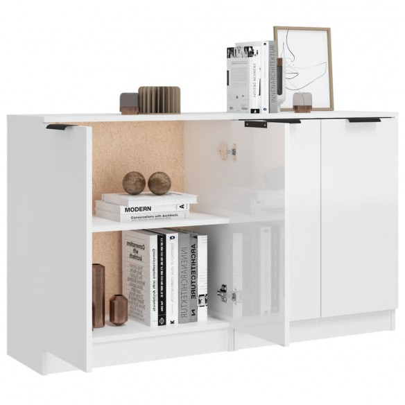 Buffets 2 pcs Blanc Brillant 60x30x70 cm Bois d'ingénierie