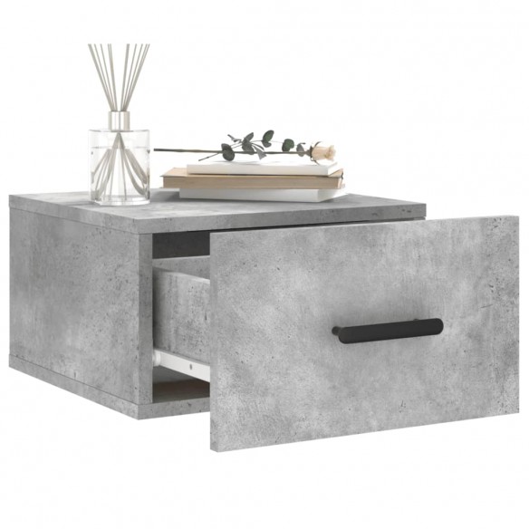 Table de chevet murale gris béton 35x35x20 cm