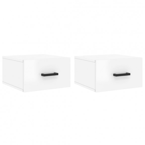 Tables de chevet murales 2 pcs blanc brillant 35x35x20 cm