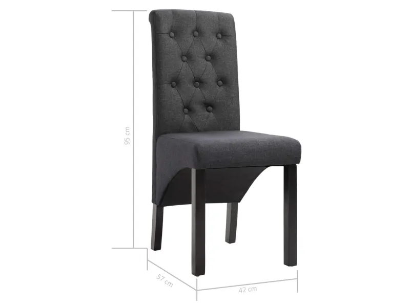 Chaises à manger lot de 2 gris foncé tissu