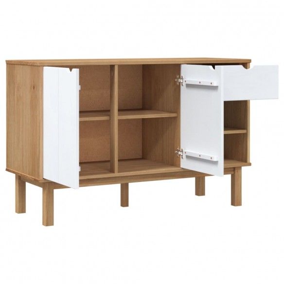 Buffet OTTA Marron et blanc 114x43x73,5 cm Bois massif pin