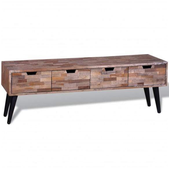 Table console TV avec 4 tiroirs Bois de teck recyclé