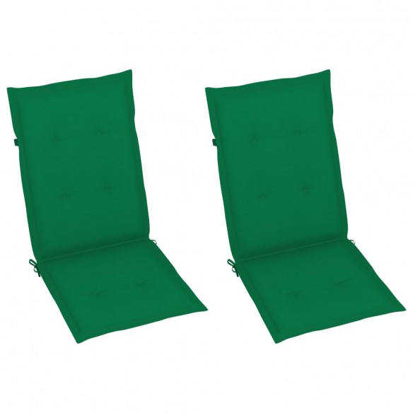 Chaises inclinables de jardin 2 pcs avec coussins Bois d'acacia