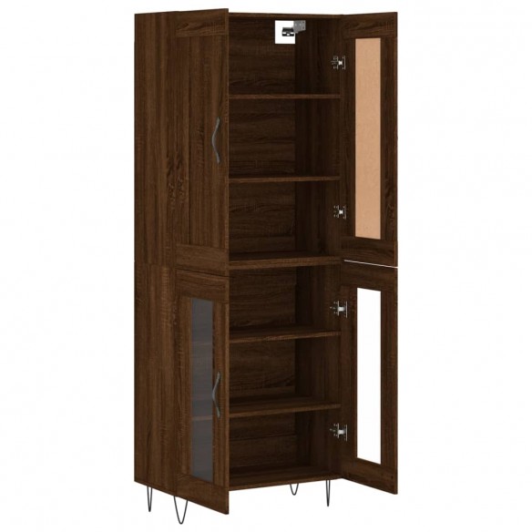 Buffet haut Chêne marron 69,5x34x180 cm Bois d'ingénierie