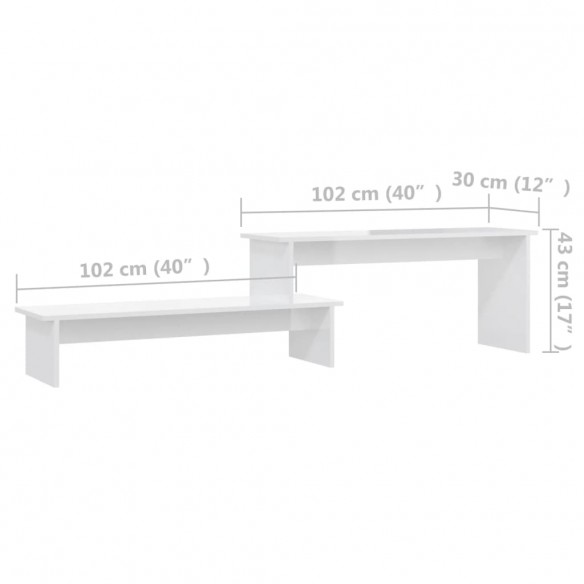 Meuble TV Blanc brillant 180x30x43 cm Aggloméré