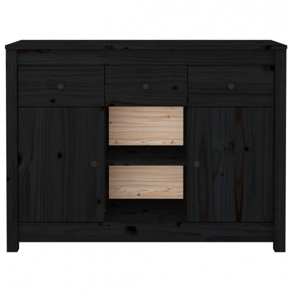 Buffet Noir 100x35x74,5 cm Bois massif de pin