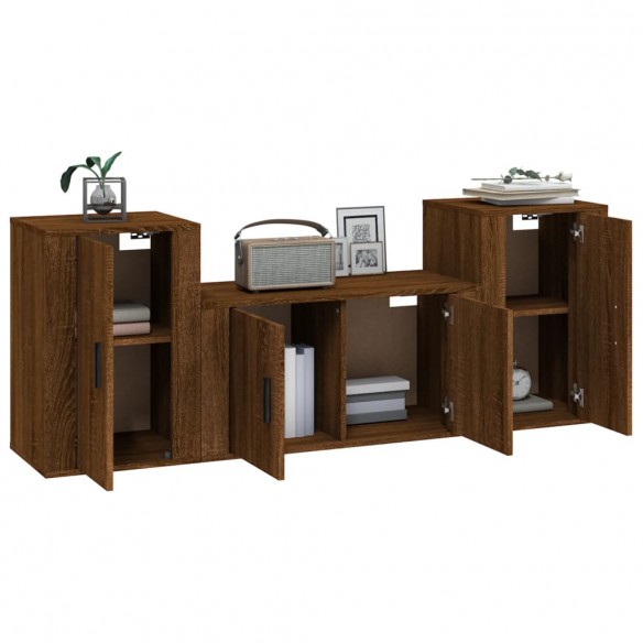 Ensemble de meubles TV 3 pcs Chêne marron Bois d'ingénierie