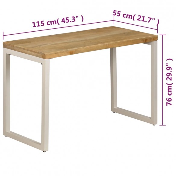 Table de salle à manger 115x55x76 cm Bois de manguier et acier