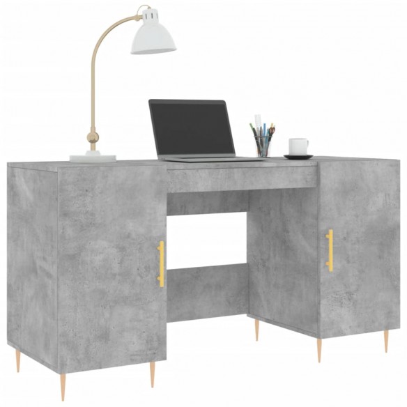 Bureau gris béton 140x50x75 cm bois d'ingénierie