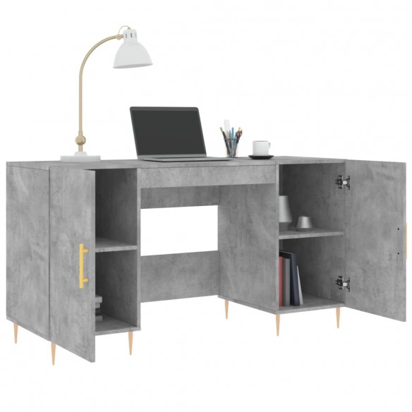 Bureau gris béton 140x50x75 cm bois d'ingénierie