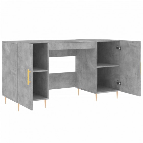 Bureau gris béton 140x50x75 cm bois d'ingénierie