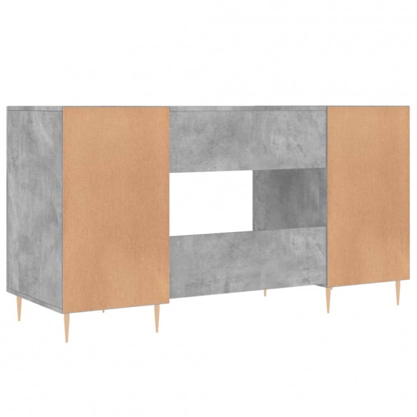 Bureau gris béton 140x50x75 cm bois d'ingénierie