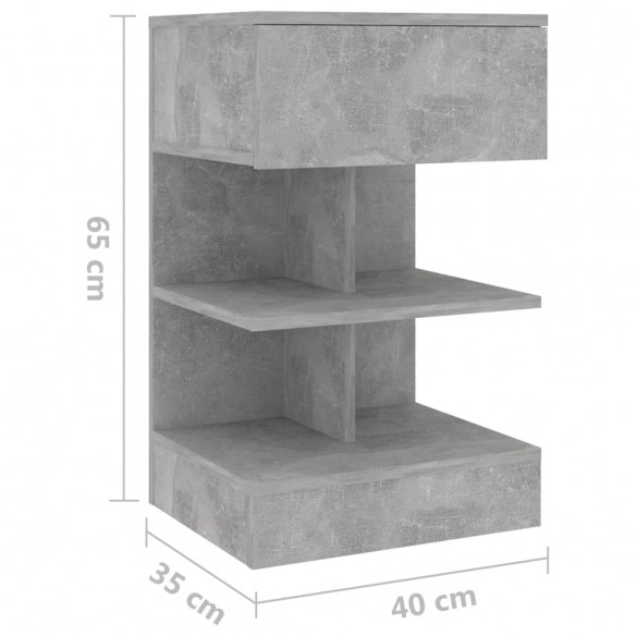 Tables de chevet 2 pcs Gris béton 40x35x65 cm