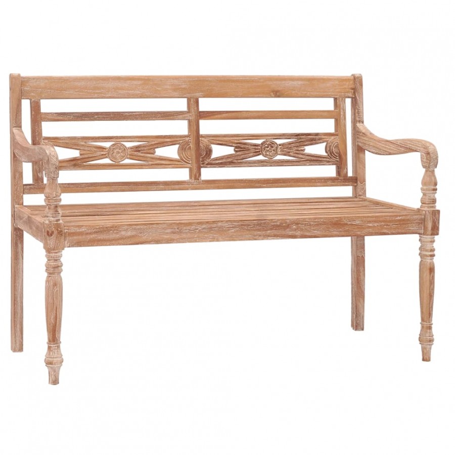 Banc Batavia 120 cm Huilé en blanc Bois de teck solide