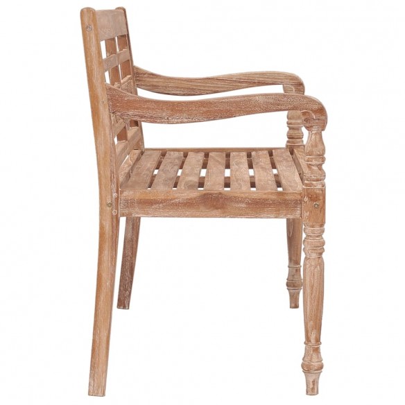 Banc Batavia 120 cm Huilé en blanc Bois de teck solide