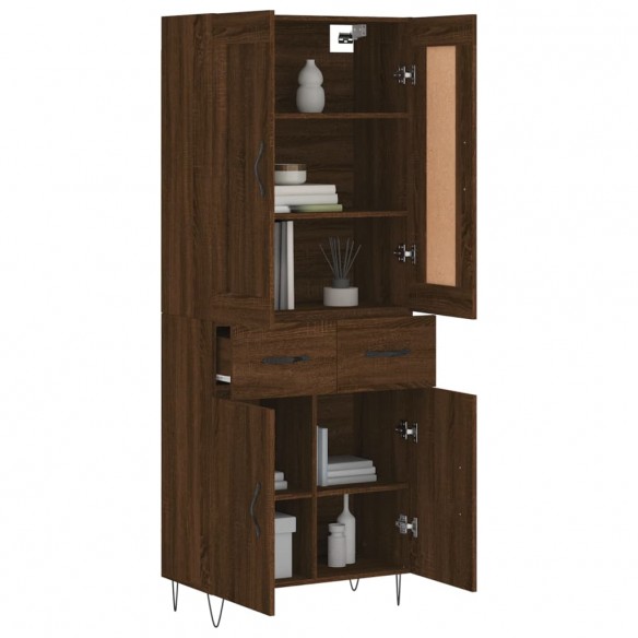 Buffet haut Chêne marron 69,5x34x180 cm Bois d'ingénierie