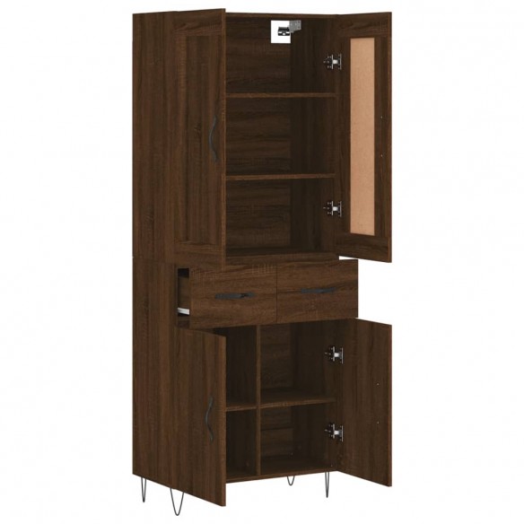 Buffet haut Chêne marron 69,5x34x180 cm Bois d'ingénierie